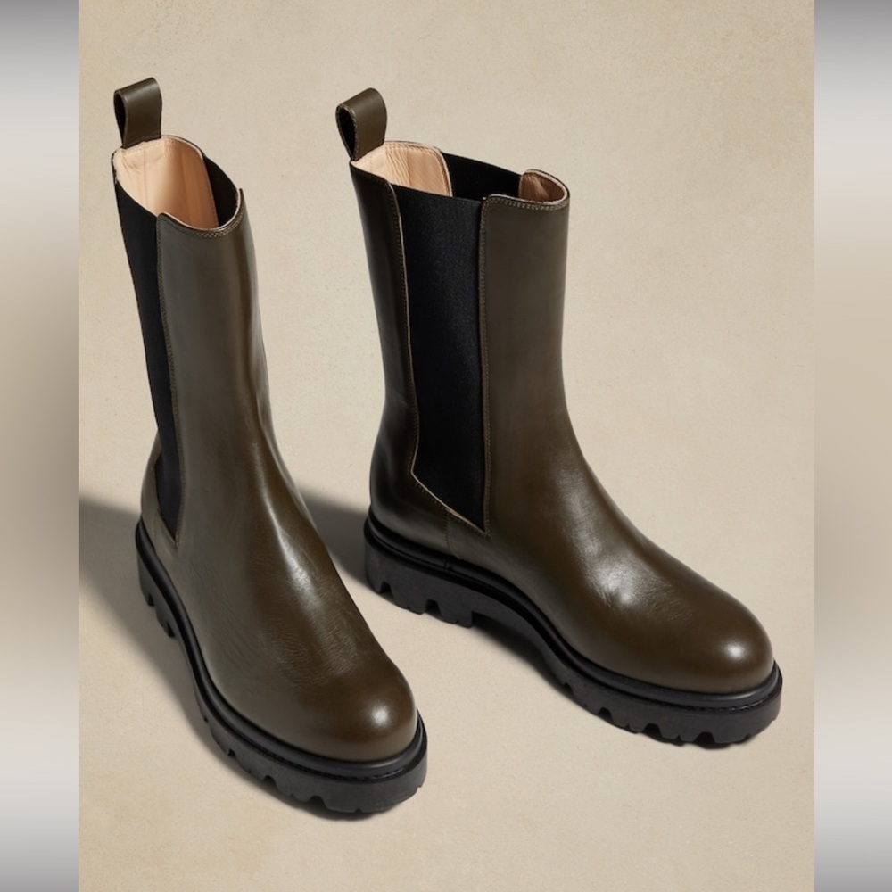 Hudson Tall Leather Chelsea Boot olive